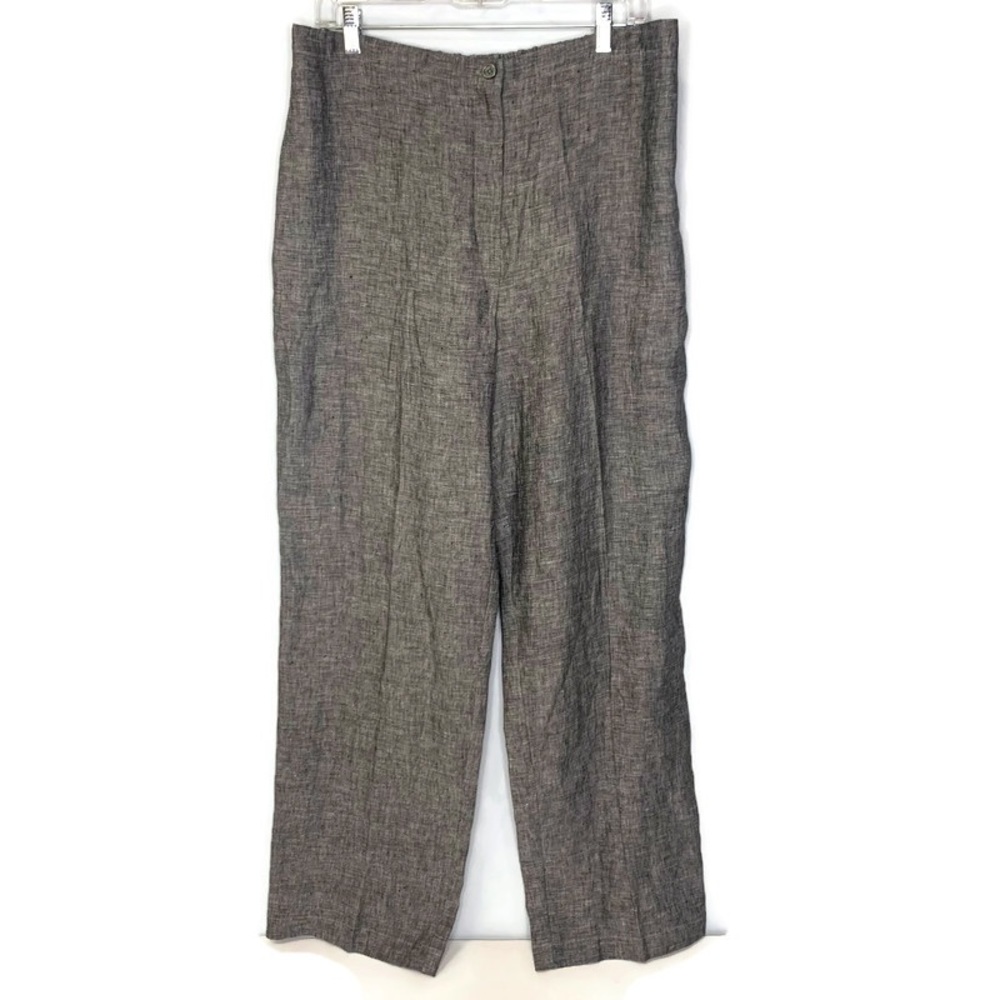 Vivid Heathered Bkack/Gray Wide Leg Linen Pants